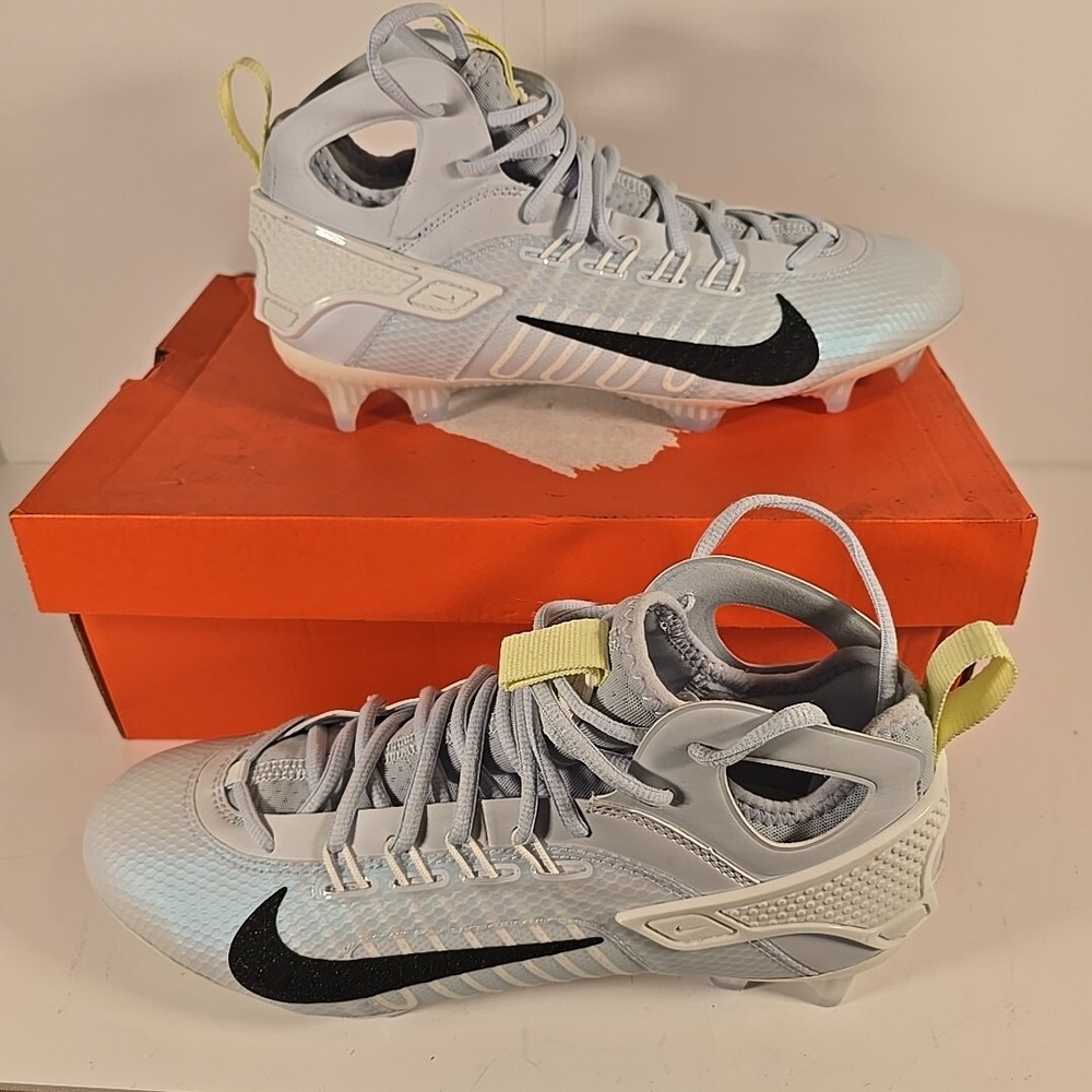 Nike Huarache 9 Elite Mid LAX SE Football Grey White FV6149-001 Size 11 - Picture 10 of 12